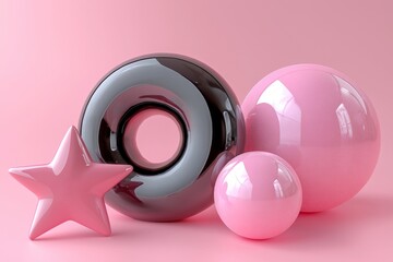 Poster - A set of 3D objects with simple polygon forms, shown in isometric view, emphasizing stylish design features.