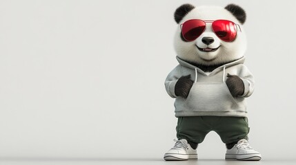 Poster - A playful panda character wearing sunglasses and casual clothing, exuding a fun vibe.