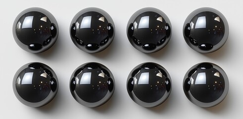 Poster - spheres depicted in a 3d illustration, flying across a white background, intended for advertising us