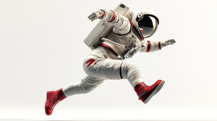 Aufkleber - An astronaut in a dynamic pose, suggesting movement and exploration in space.