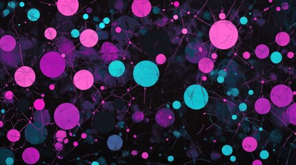 Aufkleber - Abstract design featuring vibrant circles and lines on a dark background.