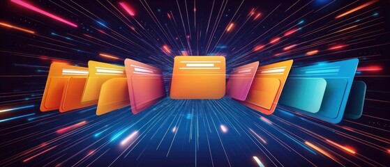 Poster - Abstract representation of digital folders with dynamic light effects.