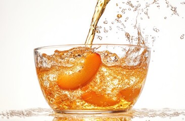 Poster - A bowl filled with sparkling beverage and orange slices, creating a refreshing splash.