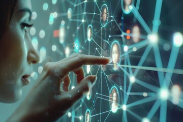 Leinwandbilder - Hologram Interaction with Business Network