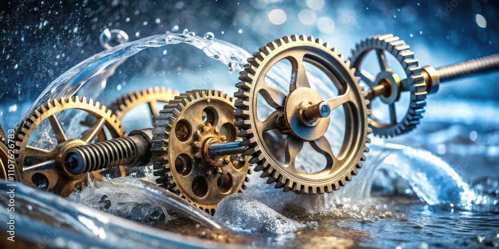 Interlocking Gears Powered by a Flowing Stream of Water, a Metaphor for ...