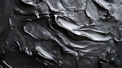 Aufkleber - Close-up of a dramatic dark grey abstract fluid texture with ripples on a metallic surface, creating a striking visual effect of movement and depth.