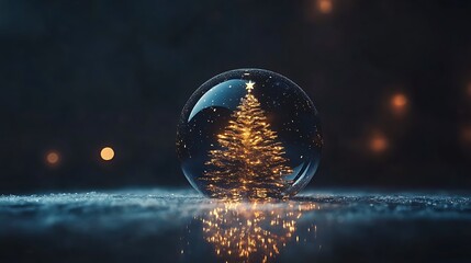 Wall Mural - Radiant Christmas tree glowing softly in delicate glass ball festive mood
