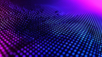 Poster - Abstract pattern of vibrant dots in purple and blue hues, suggesting digital design.
