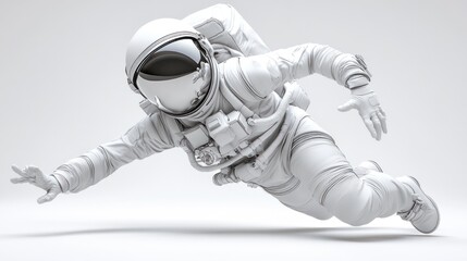 Aufkleber - A 3D-rendered astronaut figure in a dynamic pose, symbolizing space exploration and adventure.