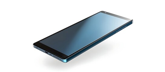 Poster - Sleek, dark-blue smartphone with blank screen, floating against a white background.