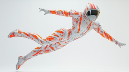 Leinwandbilder - A figure in a colorful, futuristic suit appears to be floating in mid-air.