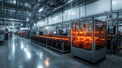 Poster - High-tech industrial facility with glowing equipment modern city photograph clean environment wide angle innovation insights