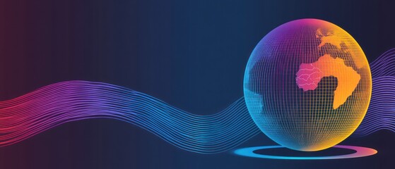 Poster - A stylized globe with vibrant colors, representing global connectivity and technology.