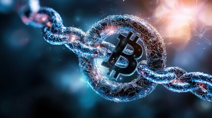 Leinwandbilder - Innovative blockchain network digital era visual representation futuristic technology close-up view data security concept