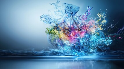 Leinwandbilder - Quantum concepts explored a colorful abstract representation in digital art virtual environment scientific inspiration