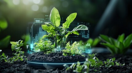 Poster - Eco data analysis unveiled a digital display in nature's heart grounded realism technological insight