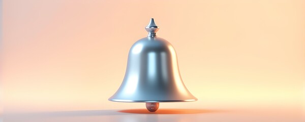 Poster - A Captivating Silver Bell Suspended in a Soft Pastel Background, Radiating Elegance and Serenity with its Polished Finish.
