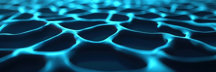 Aufkleber - A close-up of a textured surface with glowing blue patterns, resembling water ripples or abstract waves.