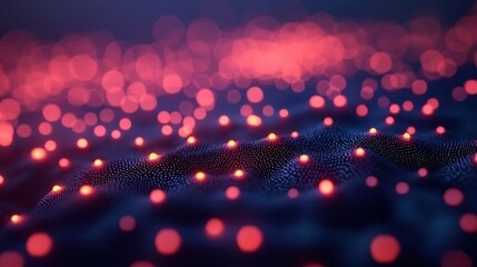 Aufkleber - A mesmerizing digital landscape of glowing orbs in vibrant red and blue, creating an ethereal and dynamic atmosphere.