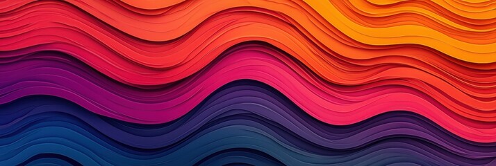 Poster - A vibrant, wavy pattern of layered colors ranging from warm oranges and reds to cool blues and purples, creating an abstract, artistic effect.