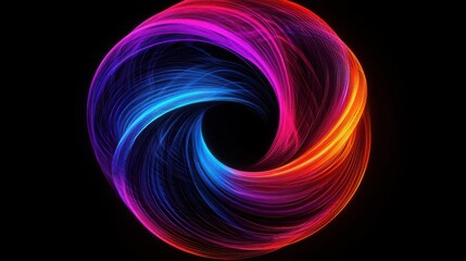 Poster - A vibrant, swirling vortex of colors, blending shades of blue, purple, and orange against a black background, creating a mesmerizing visual effect.