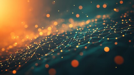 Poster - Abstract technology background featuring bright plexus polygonal space with interconnected dots and lines, highlighting 3d data visualization and futuristic scientific design elements in a high-tech d