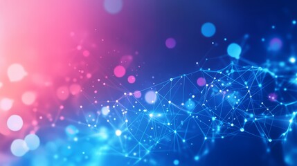 Poster - Abstract technology background featuring bright plexus polygonal space with interconnected dots and lines, highlighting 3d data visualization and futuristic scientific design elements in a high-tech d