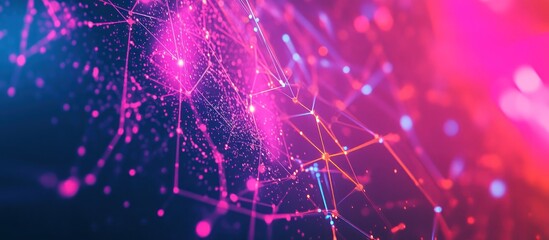 Poster - Abstract digital design with vibrant colors and interconnected lines representing technology.