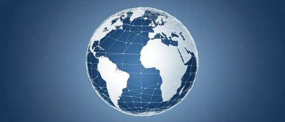 Poster - A digital globe with a network grid, symbolizing global connectivity and technology.