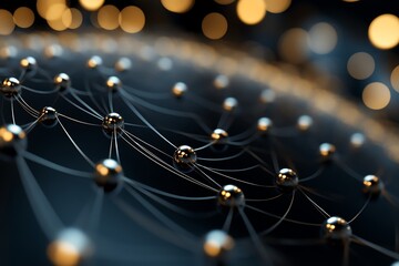 Poster - Abstract network of metallic spheres and lines.