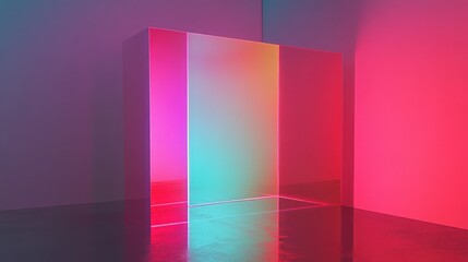 Poster - A translucent structure illuminated with vibrant colors, creating a modern aesthetic.