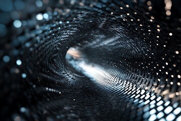 Poster - Abstract tunnel of light and dark, metallic texture.