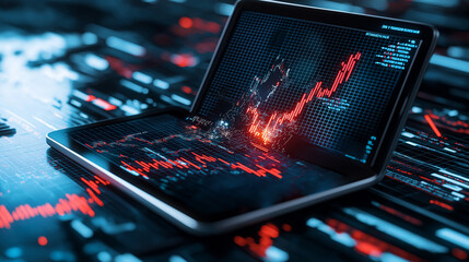 Poster - detailed image of financial data displayed on laptop screen, showcasing market trends and