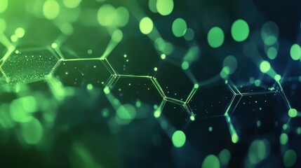 Poster - wavy green neon line digital technology background