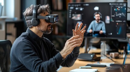 Aufkleber - E-learning session featuring a professor conducting a live workshop with AR tools