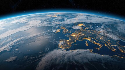 Fototapete - Satellite imagery highlighting AI-supported climate change patterns