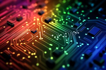 Poster - Close-up of vibrant, multicolored circuit board.