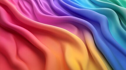 Poster - Rainbow colored fabric flowing and waving with gradient colors