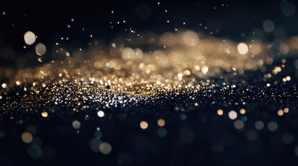 Poster - Elegant New Year background with gold and silver glitter over a rich navy blue background, adding a sophisticated touch to event flyers.