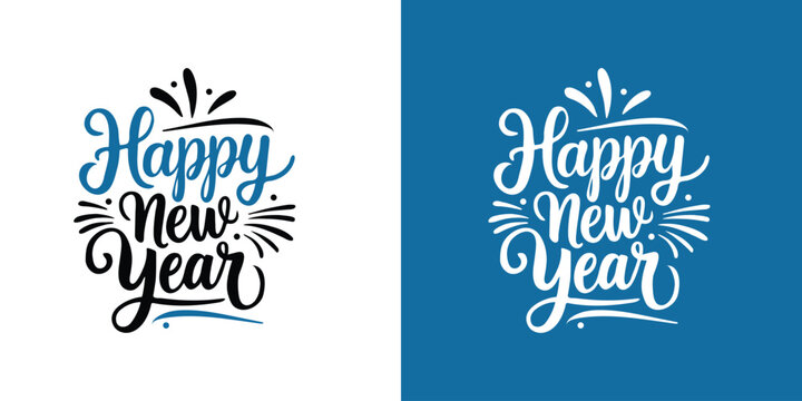 Happy new year 2025 with hand lettering for greeting banners, Prints, Cards and Posters, Mugs, Notebooks.