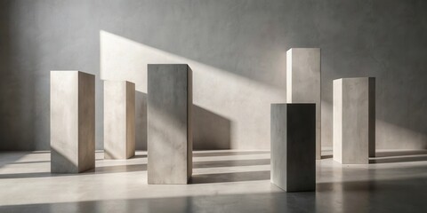 Aufkleber - A Minimalist Composition of Geometric Shapes Cast in Sunlight and Shadows on a Smooth Concrete Floor