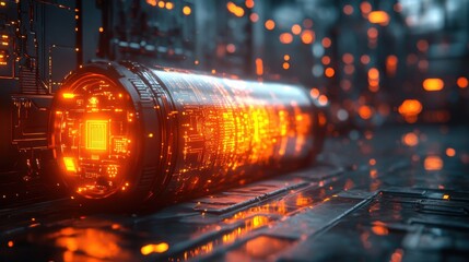 Poster - 3d fast charge battery with technology background 3d rendering
