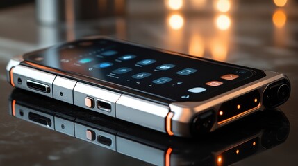 Poster - a black and silver device with a screen