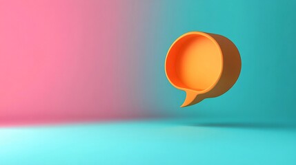 Aufkleber - Orange speech bubble floating on gradient background symbolizing communication