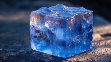 Poster - a blue square object with ice