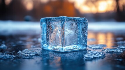 Poster - a blue square object with ice