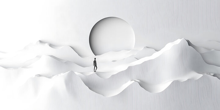 delicate balance between surreal objects and negative space, vector aesthetic.