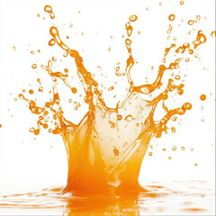 Poster - vibrant splash of orange liquid creates dynamic patterns against pristine white background, showcasing beauty of motion and color