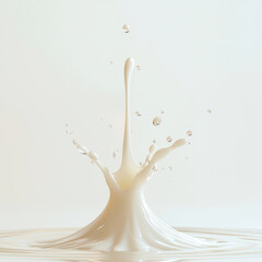 Poster - stunning image of milk splash against pristine white background, capturing dynamic motion and delicate droplets. This visual evokes sense of freshness and purity