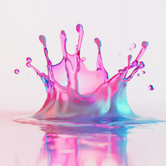 Poster - Colorful water splash with vibrant pink and blue hues creating dynamic visual effect, showcasing beauty of liquid motion and fluidity
